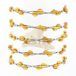 Olive cognac amber bracelet with wire